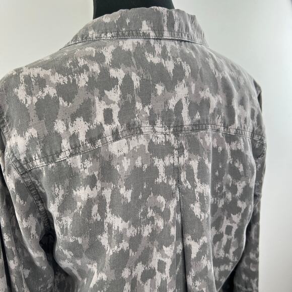 Cloth & Stone Gray Leopard Print Button-Down Long Sleeve Collared Shirt S Small - Picture 5 of 8
